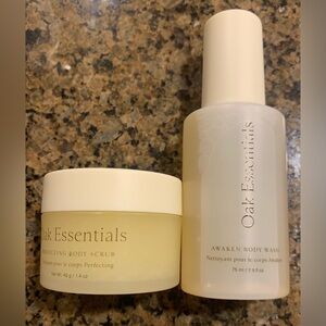 Oak Essential Awaken Body Scrub and Body Wash. New and unopened. See below.